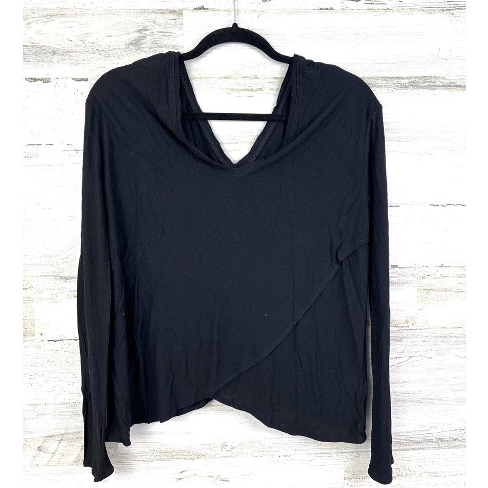 Chaser Womens M Black Long Sleeve V Neck Soft Viscose Silk Work Blouse Top NWT